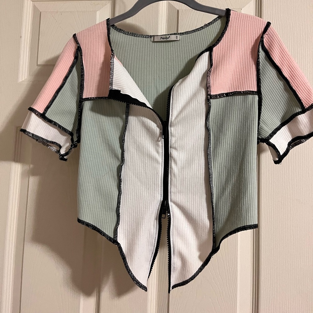 Zipper patchwork top